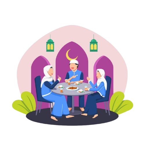 happy iftar concept with muslim family having meal together with family break fasting activity free vector removebg preview