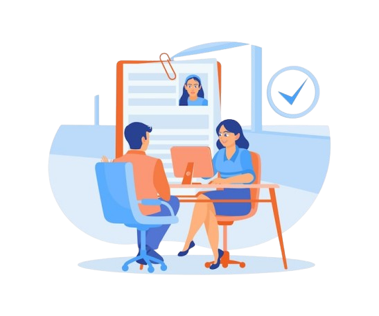 hr manager is interviewing job seeker manager reads candidates data job interview concept flat vector illustration 923732 4942 removebg preview
