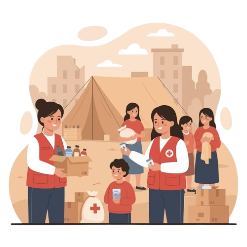 humanitarian aid volunteers distributing supplies disaster relief camp 679350 159 removebg preview