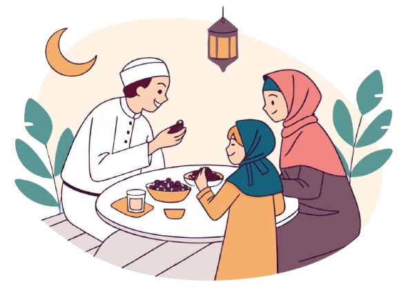 muslim family sharing iftar meal with dates and nuts free vector removebg preview