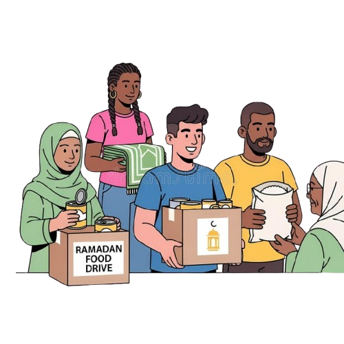 ramadan food drive volunteers helping community members diverse group people participate ramadan food drive offering 421736451 removebg preview