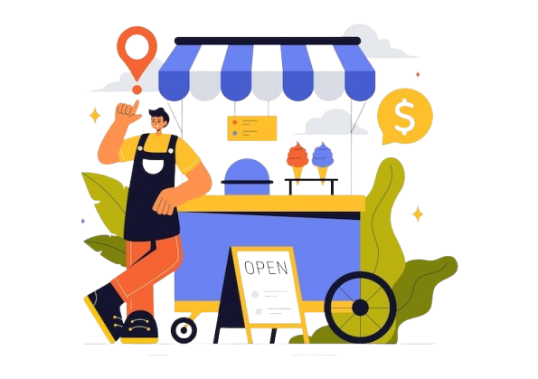 small business vector illustration featuring independent ventures from various sectors including thriving online store food trucks background 2175 29275 removebg preview