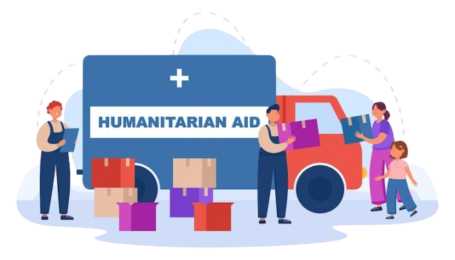 volunteers giving boxes with humanitarian aid poor people 74855 20415 removebg preview